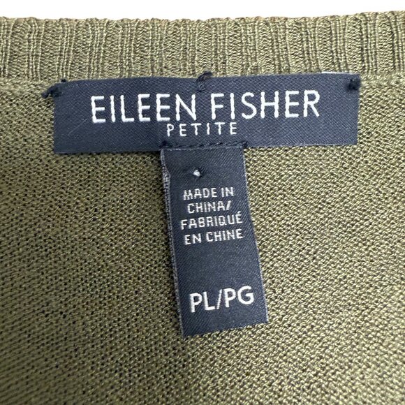 EILEEN FISHER Women's EUC Silk/Linen Knit Tunic Shirt Olive | Size PL - Picture 6 of 7